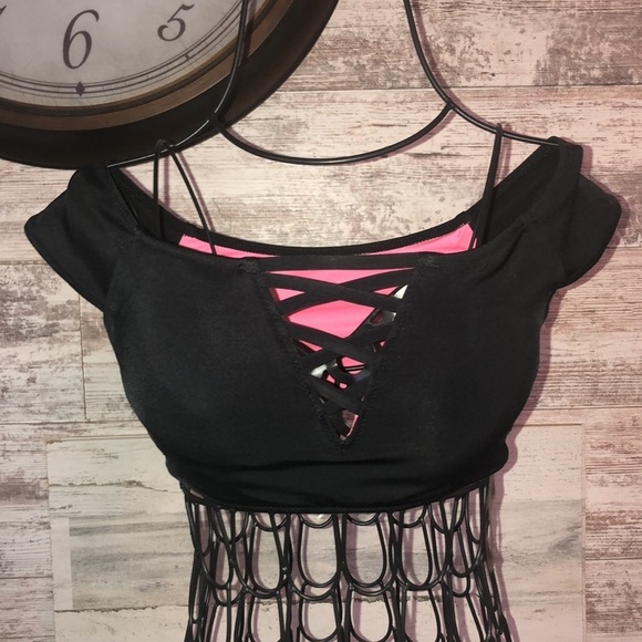 Pink Victoria’s Secret bikini top XS off the shoulder bikini top swim suit - Picture 2 of 6